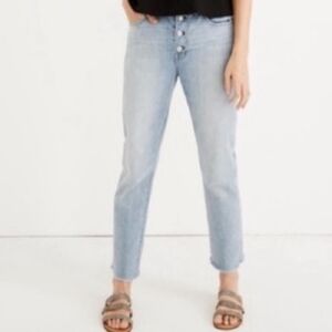 MADEWELL The High Rise Slim Cropped Button Front Denim Boyjean 27 RARE